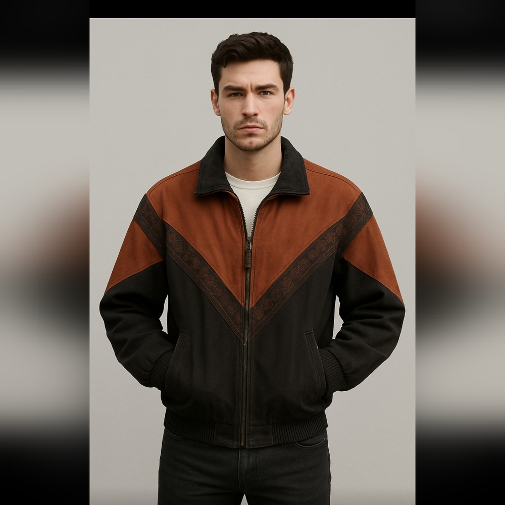 Vintage Cripple Creek Black and Brown Jacket XL